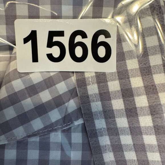 Untuckit Mens Button Up Dress Shirt Mens M Gray White Gingham Long Sleeve - Picture 6 of 6